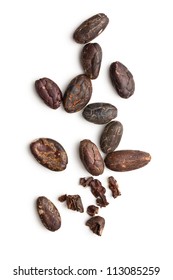 Cocoa Beans On White Background