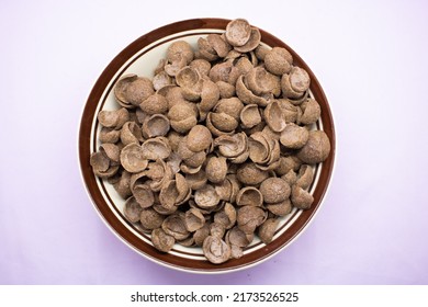 Cocoa Crunch Cereal Isolated On Violet Background