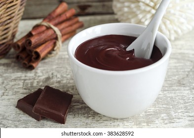 Cocoa (dark chocolate) face and body mask in a bowl 