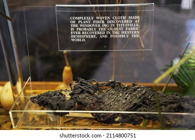 Cocoa, Florida USA - January 29, 2022 :  Oldest Cloth Ever Discovered In The Western Hemisphere At The Brevard Museum Of History And Natural Science.                       