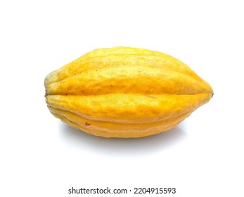 Cocoa Fruit Isolated On White Background, Selective Focus