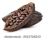 Cocoa pod, fresh cocoa fruit with clipping path. Cocoa beans isolated on white background