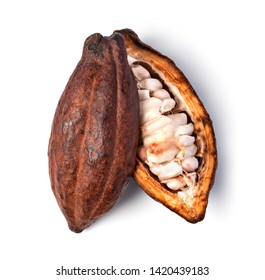 Cocoa Pod On A Isolated White Background