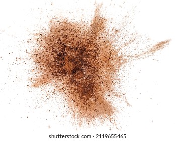 Cocoa powder explosion on white background - Shutterstock ID 2119655465