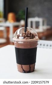 Cocoa Shake In A Plastic Cup Atmosphere In The Coffee Shop