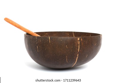 Coconut Bowl Isolated On White Background