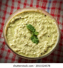 Coconut Chutney Garnished With Mint