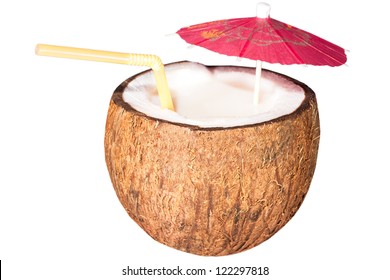 Coconut Cocktail Isolated On White Background