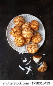 Coconut Cookies Macarons In A Bowl. Passover Food