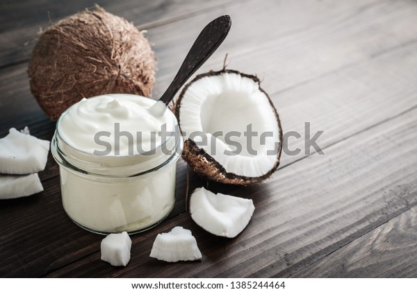 Coconut Cream Glass Jar Fresh Coconut Stock Photo (Edit Now) 1385244464