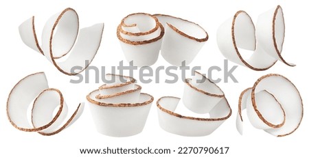 Coconut curls, shavings, isolated on white background, clipping path, full depth of field