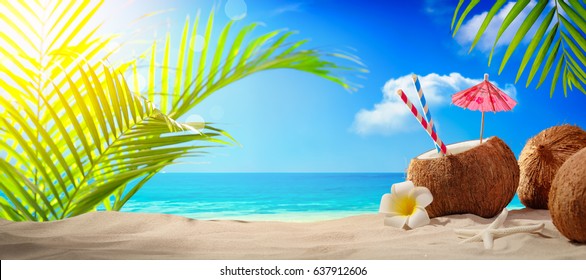 Coconut drink on beach