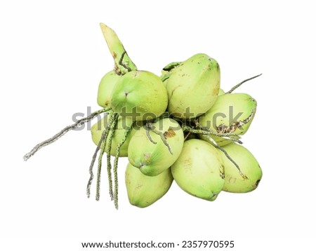 coconut with a flagrant juice ; aromatic coconut ; young coconut isolated on white background. from Ban Phaew District, Nakhon Pathom.