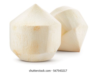Coconut. Fresh young nuts isolated on white background. Full depth of field. With clipping path.