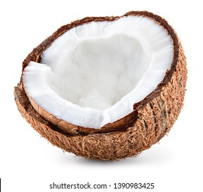 Coconut half isolated. Coconut isolate. Full depth of field.
