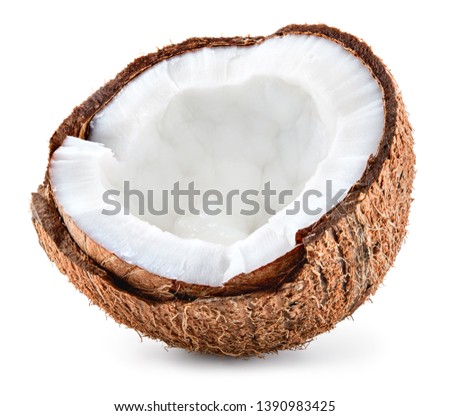 Coconut half isolated. Coconut isolate. Full depth of field.