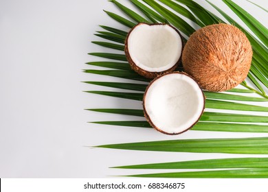 Coconut Half Leaves On White Background Stock Photo 688346875 ...