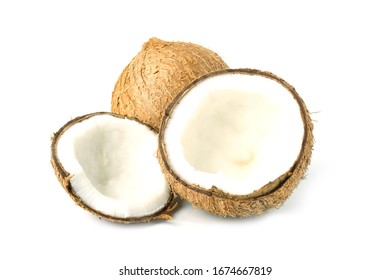 Coconut. Coconut isolated on white background. Full depth of field.