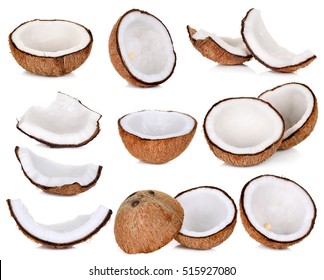 кокосовый орех, изолированный на белом фоне.