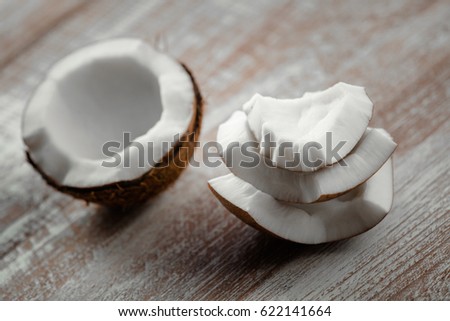 Similar – Image, Stock Photo Coconut oil in wooden bowl with spoon and moisturizing cream