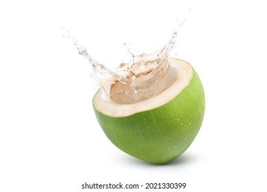 Coconut juice splashing isolated on white background. - Shutterstock ID 2021330399