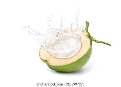 Coconut juice splashing isolated on white background.