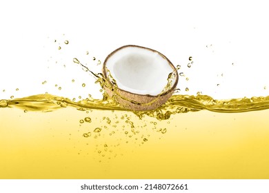 Coconut Oil Splash Isolated On White Background.