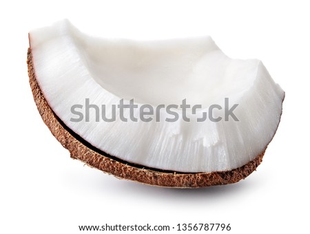  Coconut piece isolated. Cocos white. Coconut isolate.