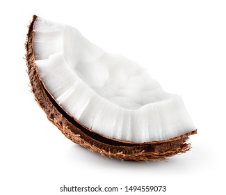 Coconut piece isolated. Coconut slice.