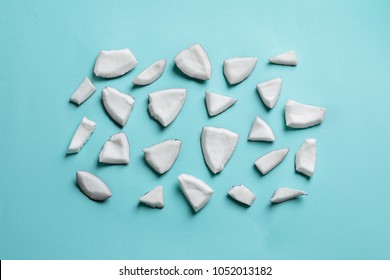 Coconut Pieces On Color Background