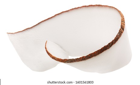 Coconut Shaving, Curl Or Rolled Up Slice Of Kernel Meat, Isolated