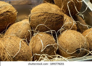 Coconuts In The Market For Making Tropical Drinks