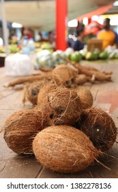 Coconuts At Victoria Market, Seychelles.