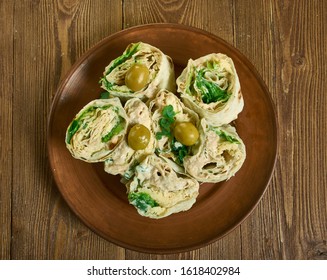 Cod Liver Pita Bread Cheese Sandwich, Lavash Roll  Close Up