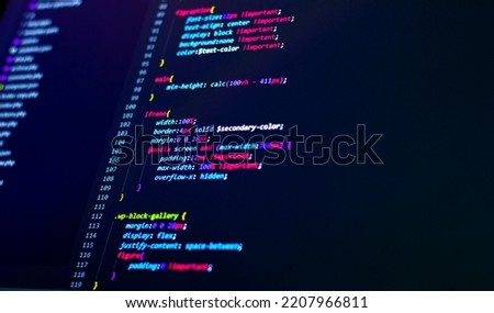 Code background in editor. Web programming with css coding
