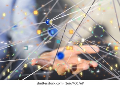 code data concept in hand digital 3d