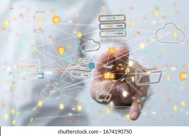 code data concept in hand digital 3d
