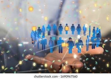 code data concept in hand digital 3d