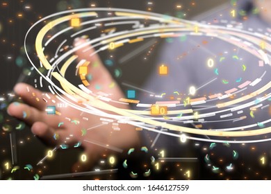 code data concept in hand media