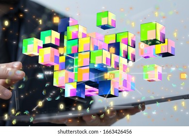 code data concept in hand media