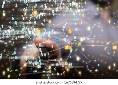 code data concept in hand media