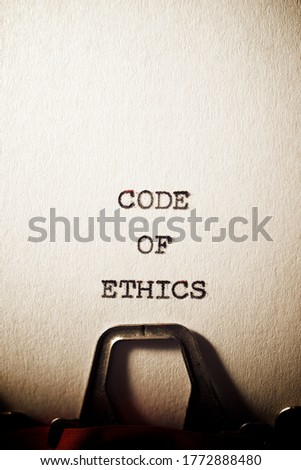 Code of ethics text written with a typewriter.