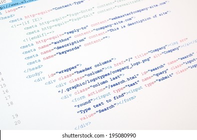 Code Of HTML Language On White Background