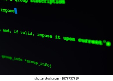 Code language on a computer screen.  Selective focus on words.
