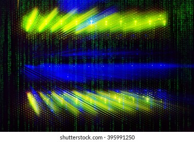 code light indicators on mainframe data center 