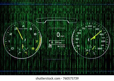 Code matrix and car speedometer - Powered by Shutterstock - Get 15% off with code: PIKWIZARD15