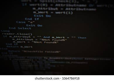   code on a dark screen