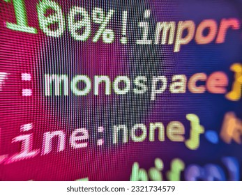 Code programming abstract screen of software developer. Software engineer at work. Abstract source code background. Freeware open source project. Web development work concept