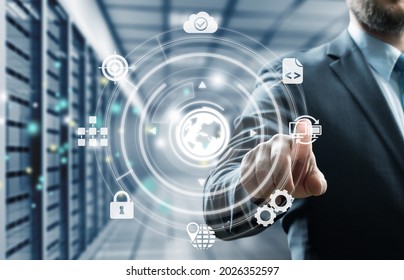 Code Software Development Platform Technology Concept In A Data Room.