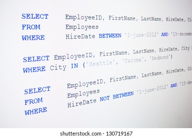 Code Of SQL Syntax On LCD Screen